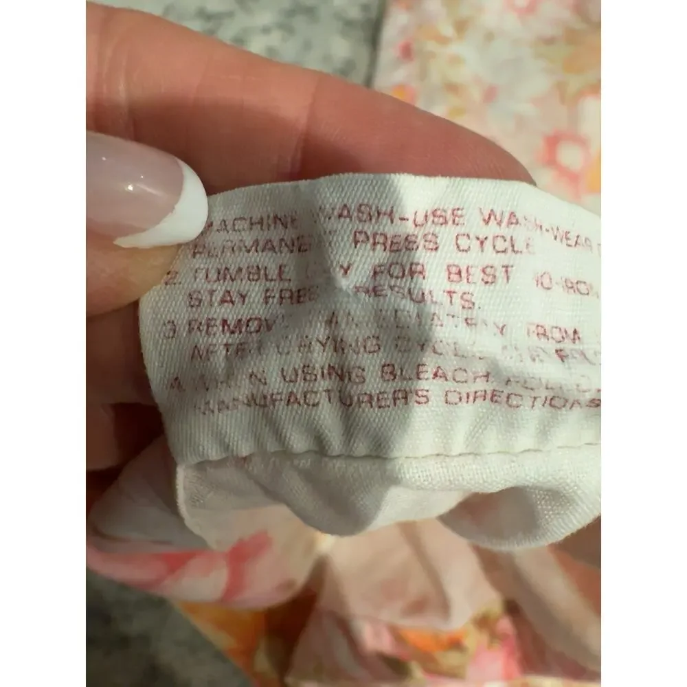 Vintage Cannon Monticello Floral Pillowcase Pink Orange Cottagecore 70s